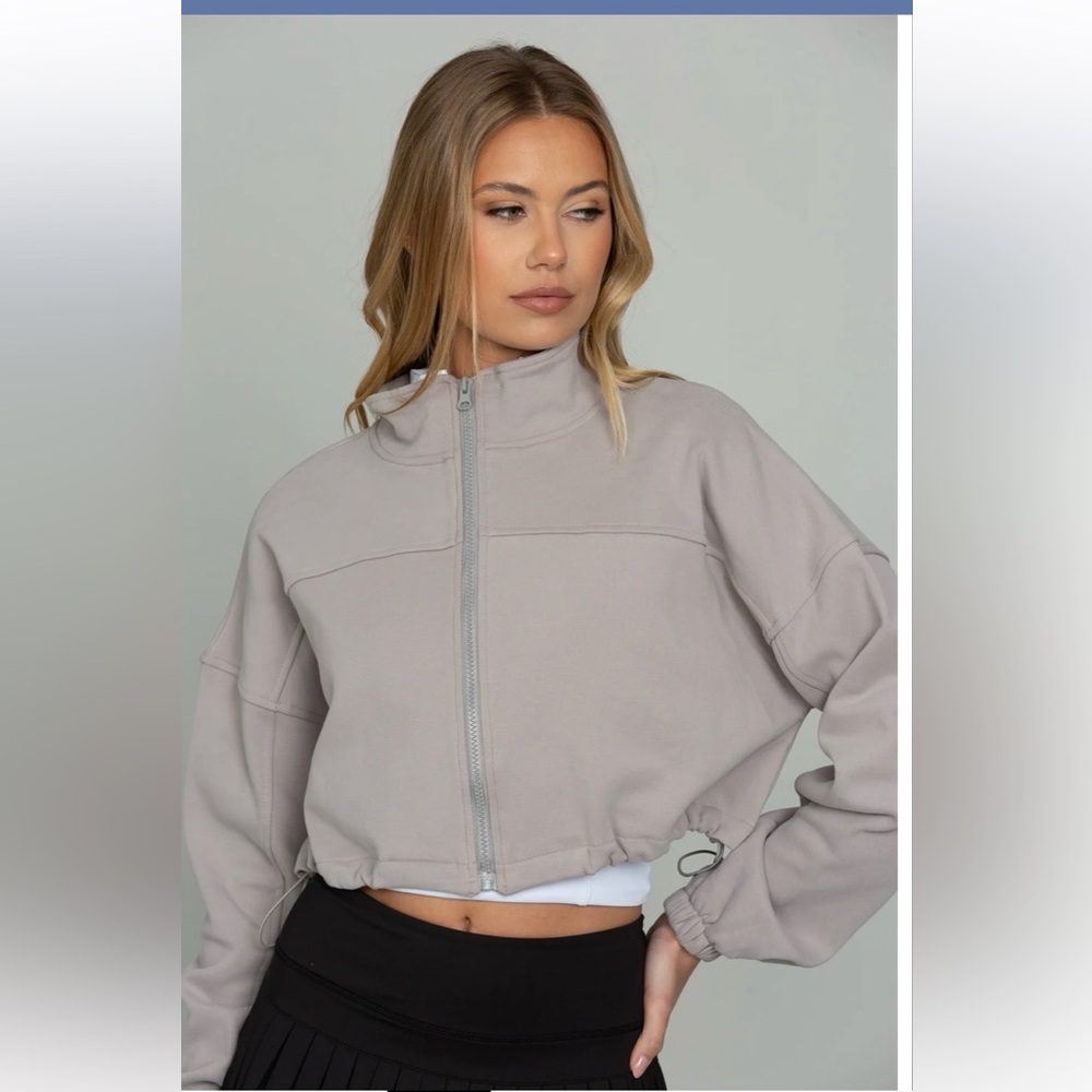 Gold Hinge Cinched Zip-Up Jacket